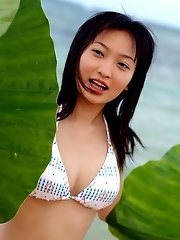 Nude Asian model has a nice rack