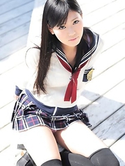 Saemi Shinohara looks amazing in school uniform and socks